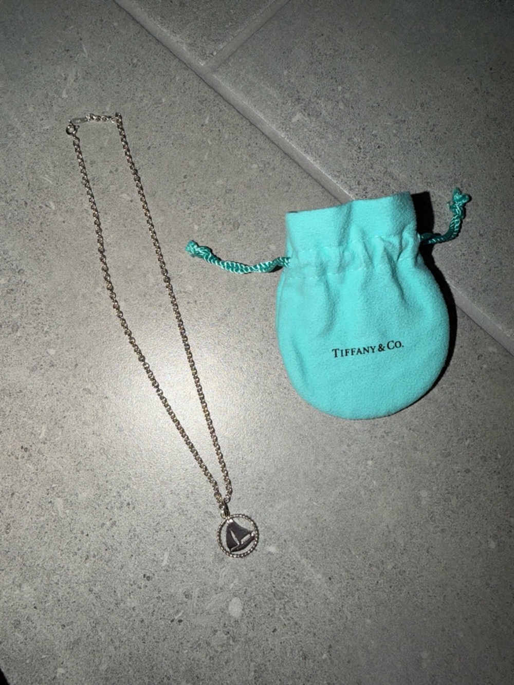 Tiffany & Co. Silver Sailboat Pendant Necklace with Retired and Rare